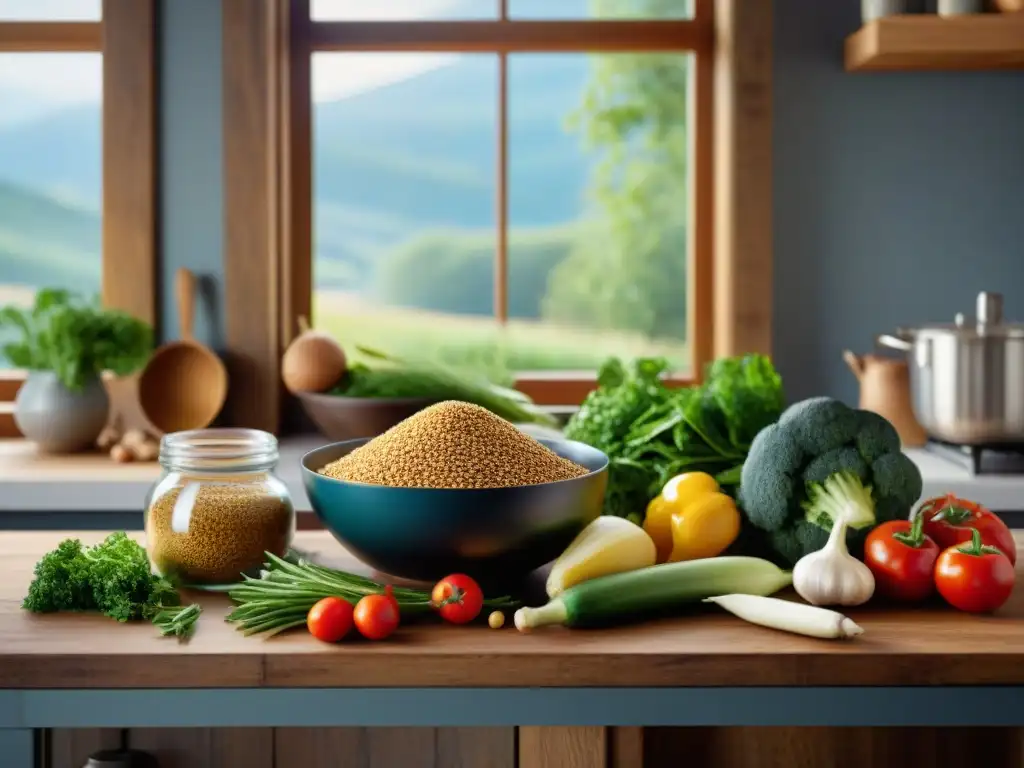 Preparando una comida casera con amor para tu mascota Preparando con amor comida casera para mascotas con ingredientes frescos y coloridos en una cocina acogedora
