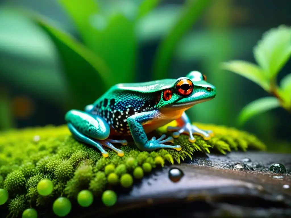 Armonía en terrario: Anfibios coloridos en convivencia pacífica Armoniosa convivencia con múltiples anfibios en terrario vibrante