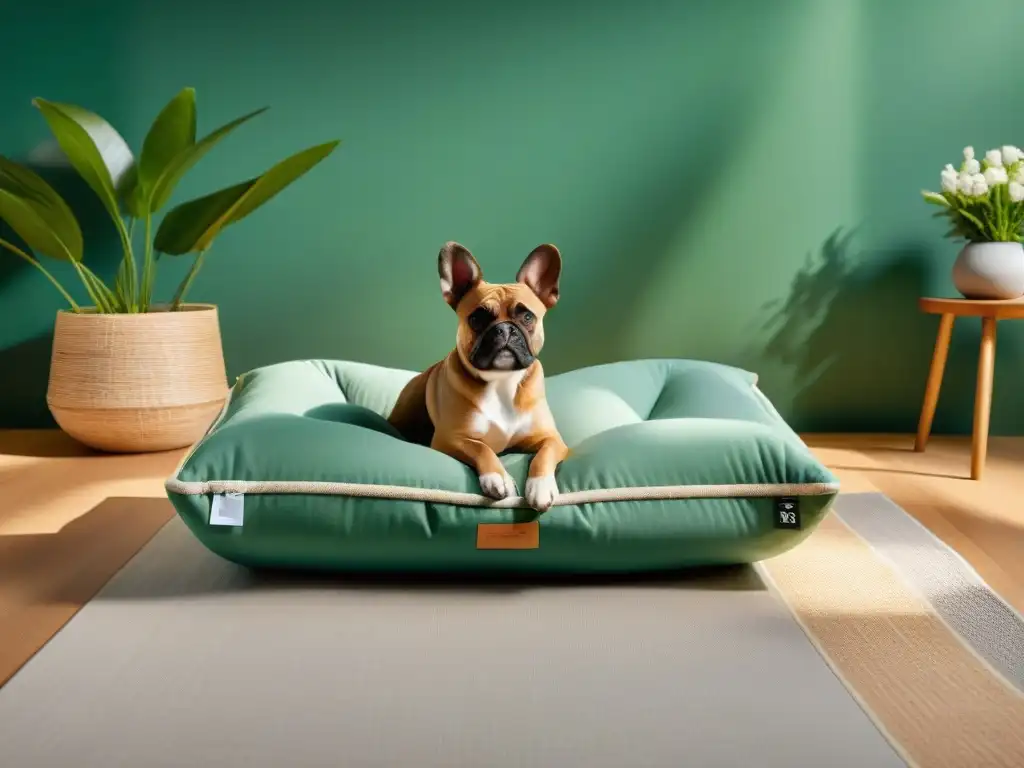Pet Bed Ecológico de Diseño Moderno en Armonía con la Naturaleza Cama para mascotas de diseño moderno en bambú, destacando impacto ambiental y moda eco