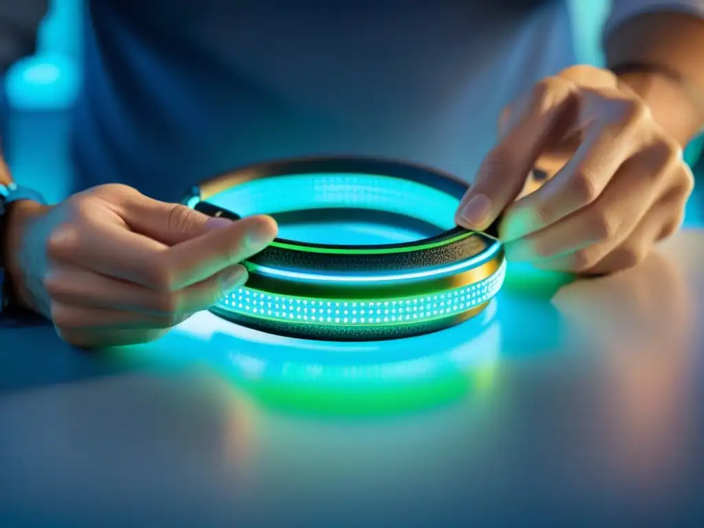 Collar futurista para mascotas: tecnología avanzada en adiestramiento Collar futurista para mascotas, ajustado con precisión en un centro de entrenamiento en software para mascotas
