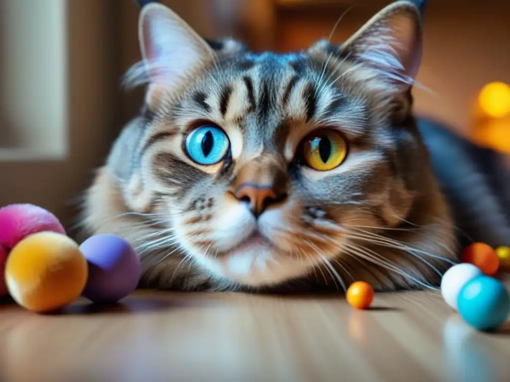 Expresión de estrés en gato: detalle impactante Consecuencias del estrés en la salud de las mascotas: retrato detallado de un gato estresado en un entorno caótico