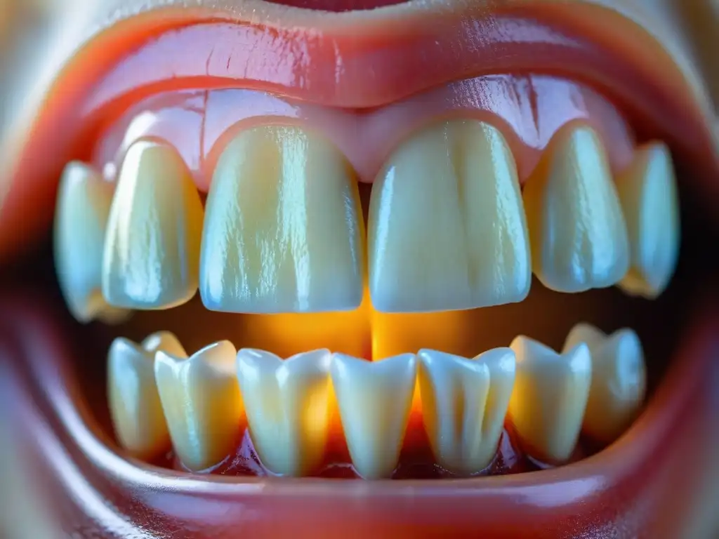 Placa dental en perro: alerta temprana de enfermedad gingival Detalle impactante de un diente canino con sarro y enfermedad de las encías, vital para la salud dental del perro