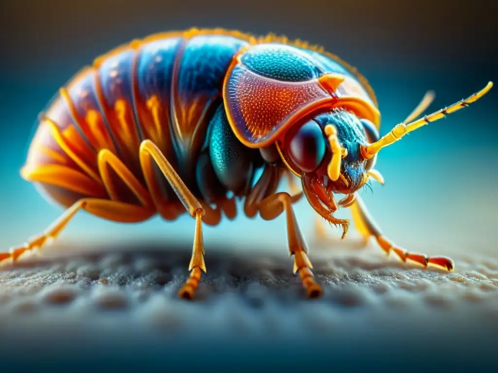 Reacción alérgica a picadura de pulga: detalle microscópico impactante Detalle impactante de una pulga penetrando la piel de una mascota, mostrando la reacción alérgica