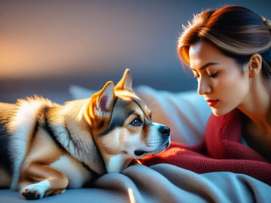 Examinando cuidadosamente la piel del perro: detección temprana Un dueño de mascota preocupado examina la piel de su perro en busca de irritaciones, destacando la importancia de la dieta hidrolizada para mascotas