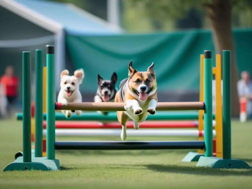 Un emocionante Encuentro de Agility para perros en un parque verde y soleado