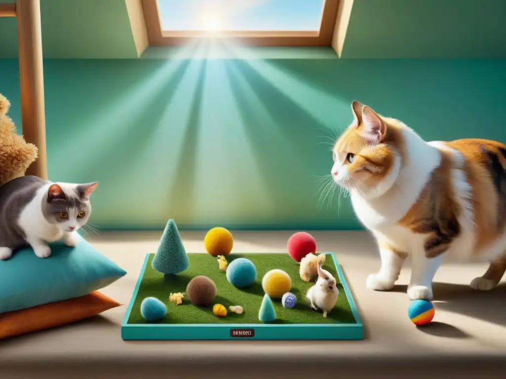 Mascotas felices: diversión y enriquecimiento para perros, gatos, aves y conejos Una escena cautivadora de mascotas diversas disfrutando de actividades enriquecedoras, previniendo problemas de comportamiento