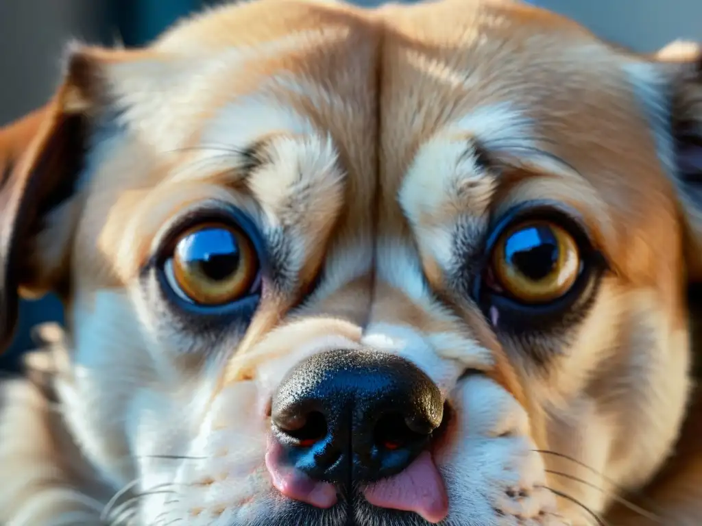 Expresión canina de ansiedad en closeup | Detalle emocional en 8k Expresivo retrato de los ojos de un perro llenos de ansiedad, mostrando signos de estrés en su rostro