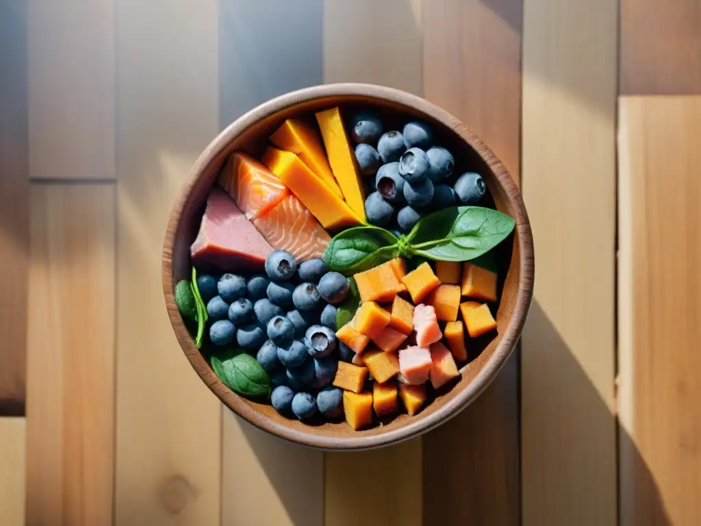 Bowl de superalimentos para perros: frescura y color Una exquisita combinación de superalimentos frescos para perros, resaltando su valor nutricional