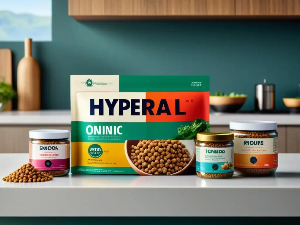 Una exquisita selección de alimentos gourmet para perros en un moderno mostrador de cocina