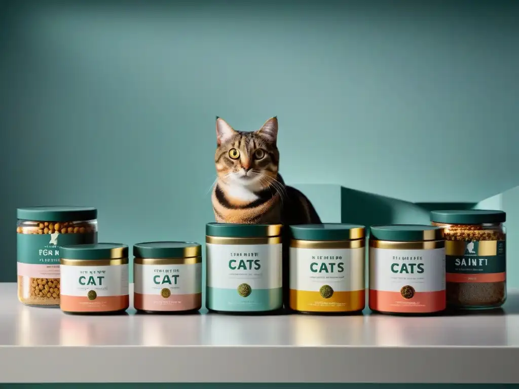 Delicado lujo felino: gourmet premium para gatos exigentes Exquisita selección de mejor alimento gourmet para gatos especiales en elegante cocina moderna
