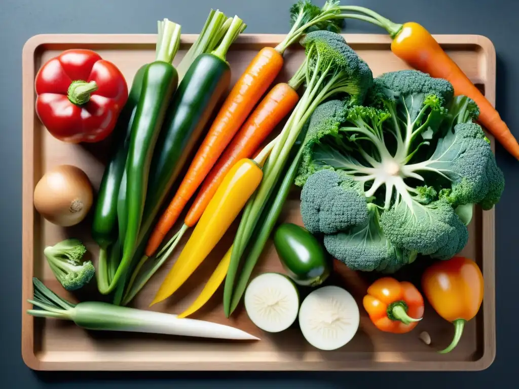 Exquisita variedad de vegetales frescos para dieta de mascotas Una exquisita variedad de alimentos vegetarianos para mascotas seguros, frescos y coloridos, dispuestos con detalle en una tabla de cortar de madera