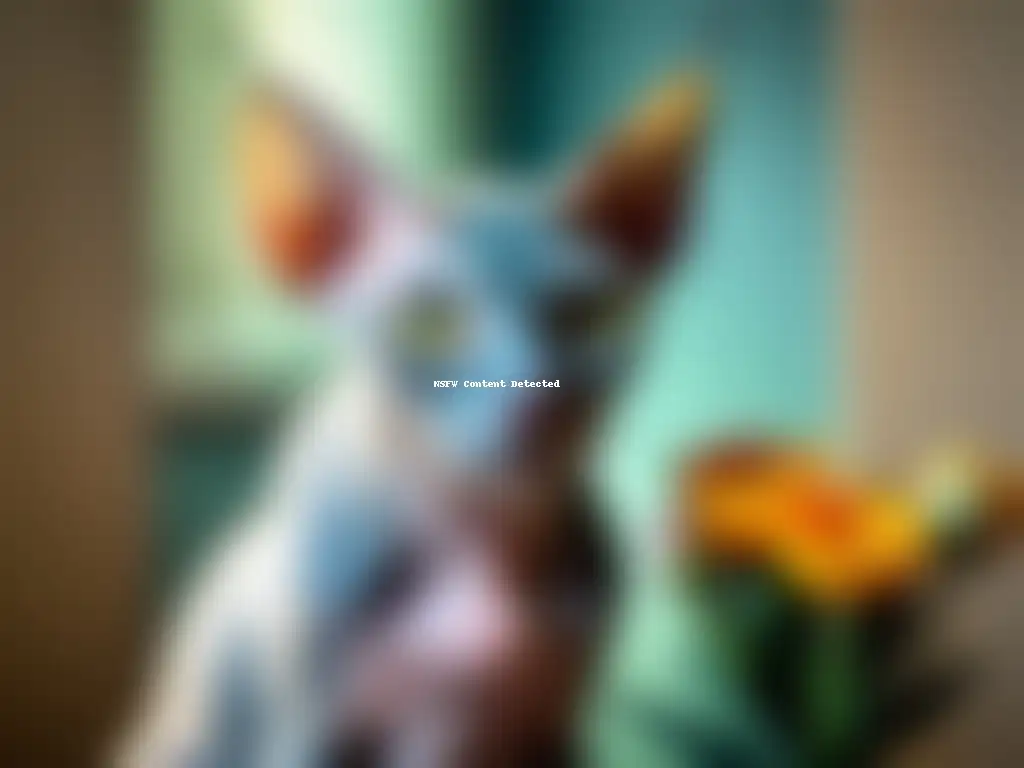 Un gato esfinge hipoalergénico curioso olfatea una flor, resaltando su pelaje aterciopelado