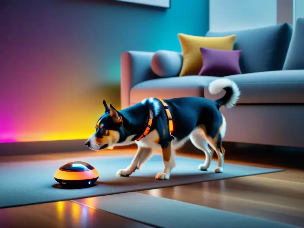 Juguete tecnológico para mascotas en acción, creando diversión y ejercicio
