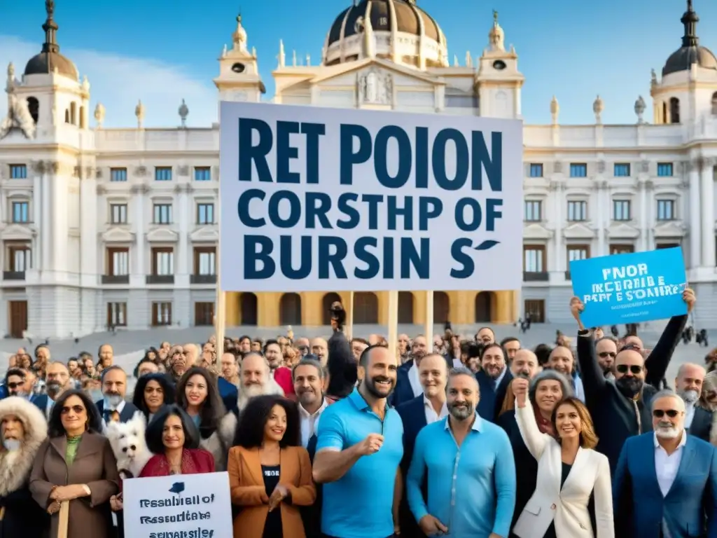 Manifestación por leyes tenencia responsable mascotas España frente al Parlamento en Madrid