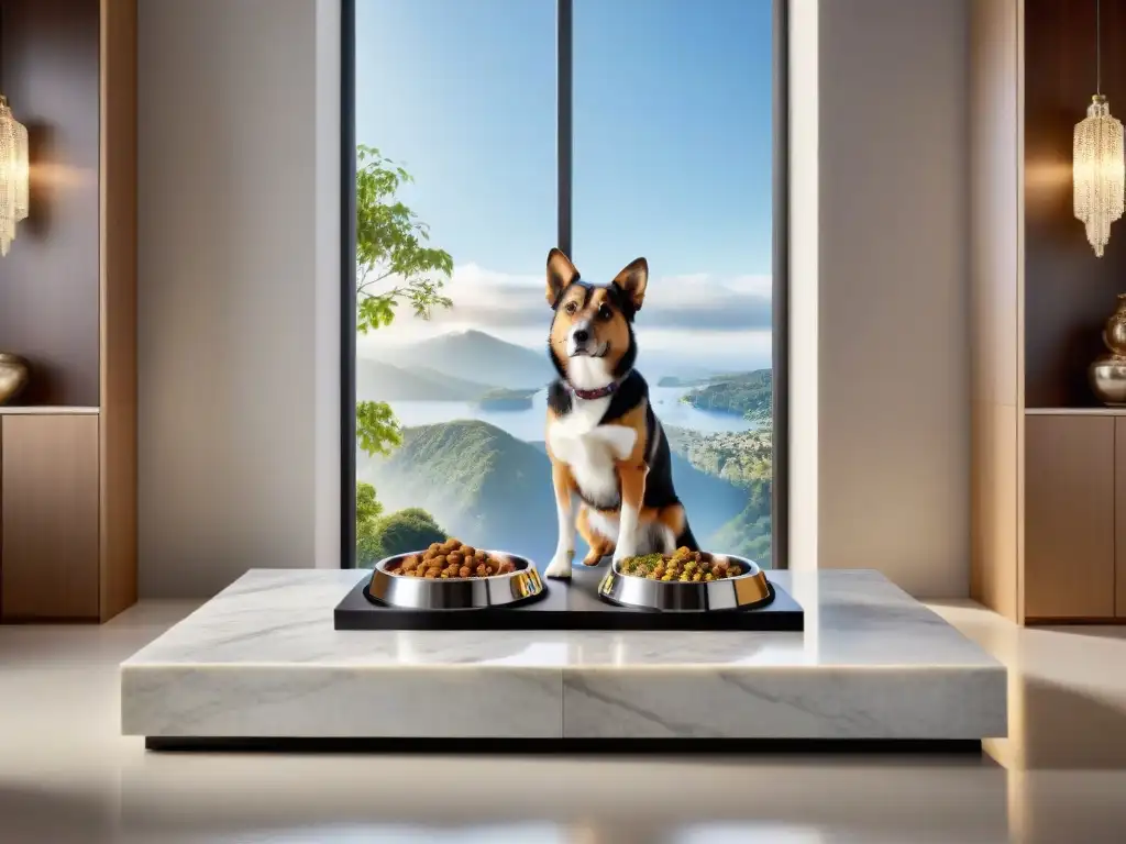 Un lujoso comedor para mascotas con alimentación saludable y accesorios de alta gama