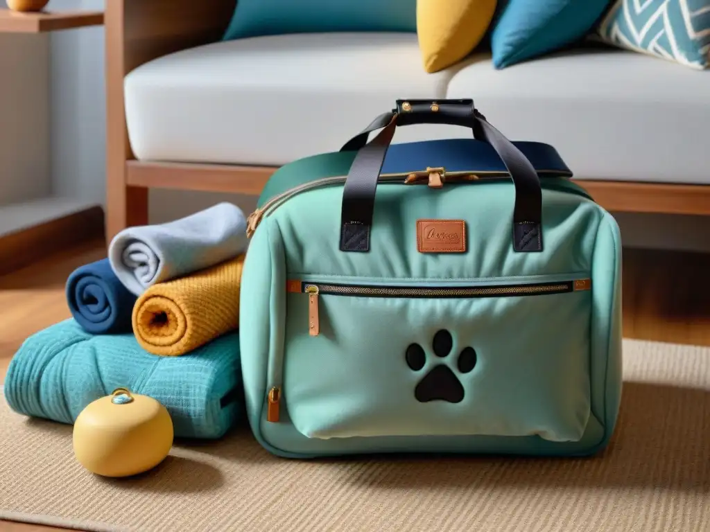 Preparando la maleta de viaje para mi mascota con amor Preparando a la mascota para el viaje con cuidado y cariño, asegurando su bienestar en alojamientos
