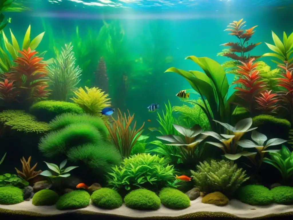 Un oasis acuático verde lleno de vida y paz