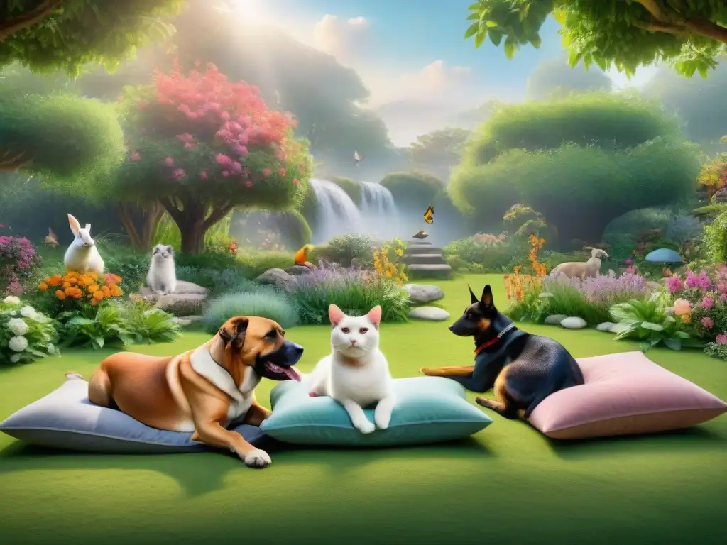 Armonía animal: terapia de sonido en el jardín Armonía animal en jardín: perros, gatos, aves y conejos disfrutan terapia sonido