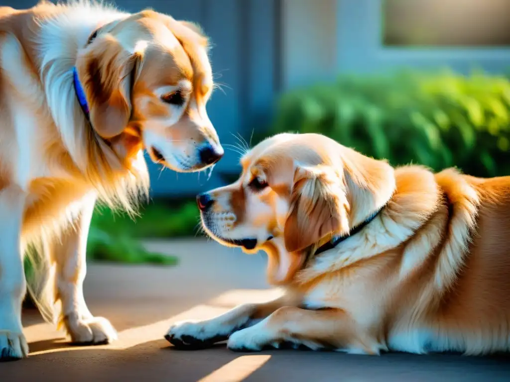 Veterinario aplica repelente de insectos a golden retriever Veterinario aplica repelente a golden retriever confiado al sol, detalle en prevención picaduras insectos mascotas