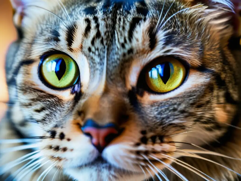Mirada intensa: impacto emocional del virus de la leucemia felina Retrato felino de intensa mirada mostrando signos de leucemia felina, reflejando importancia de detección y tratamiento