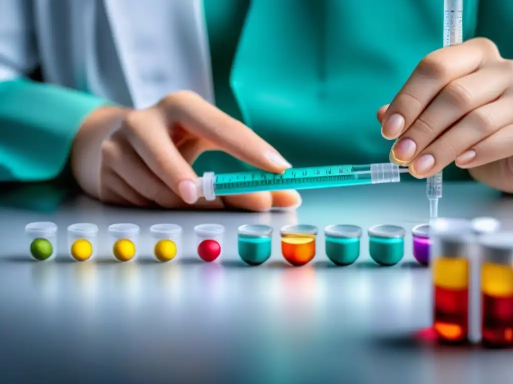 Preparación precisa de dosis de antibióticos por veterinario Un veterinario mide con precisión antibióticos para una mascota, destacando el uso responsable de antibióticos en mascotas