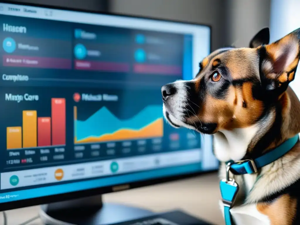 Un veterinario examina con atención los resultados de chequeos médicos de una mascota en la pantalla de un ordenador