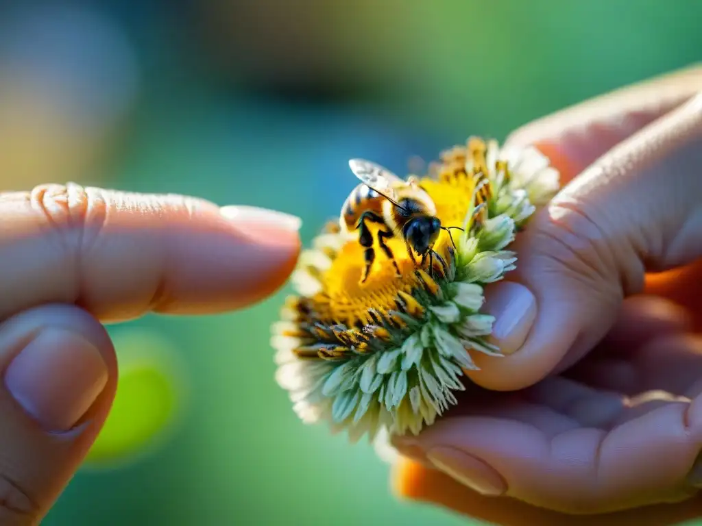Extracción cuidadosa de aguijón de abeja en pata de perro Veterinario retirando con cuidado una aguijón de abeja de la pata de un perro, mostrando profesionalismo y tratamiento picaduras abejas mascotas