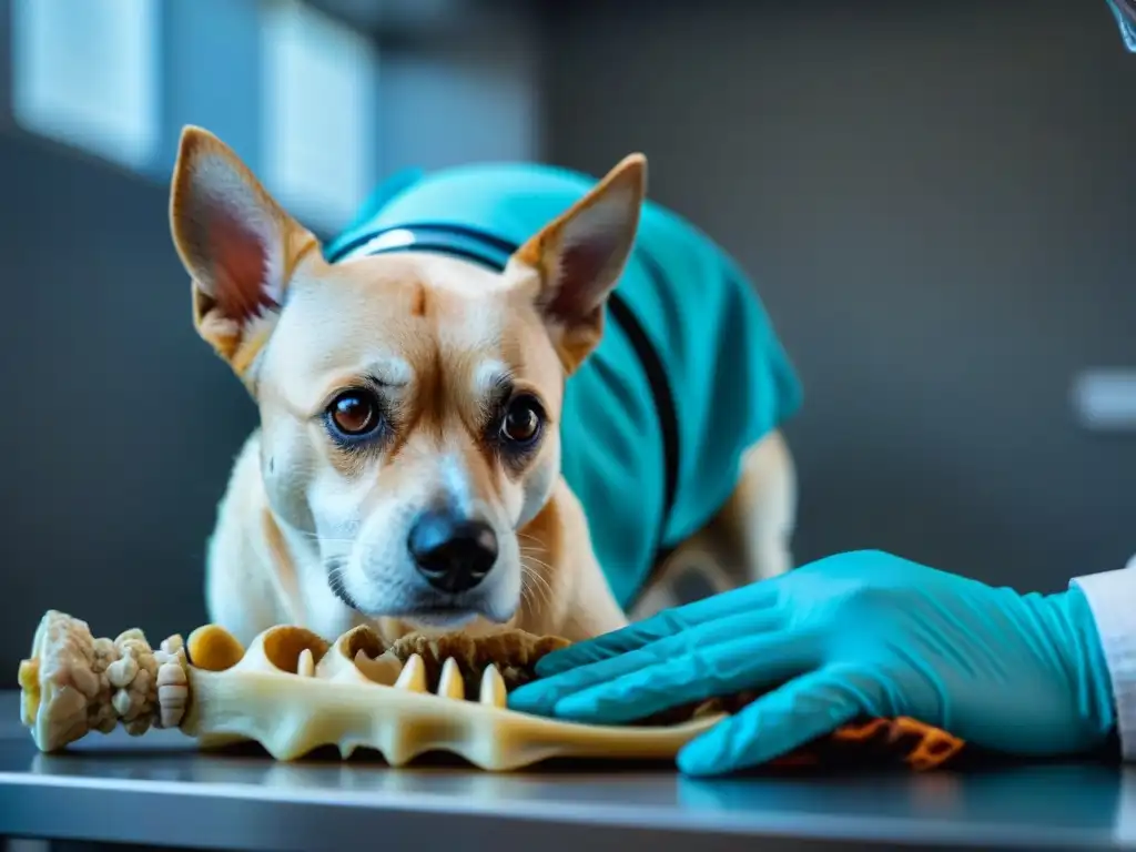 Veterinario examinando huesos y articulaciones de perro Veterinario examinando con cuidado huesos y articulaciones de un perro en consulta