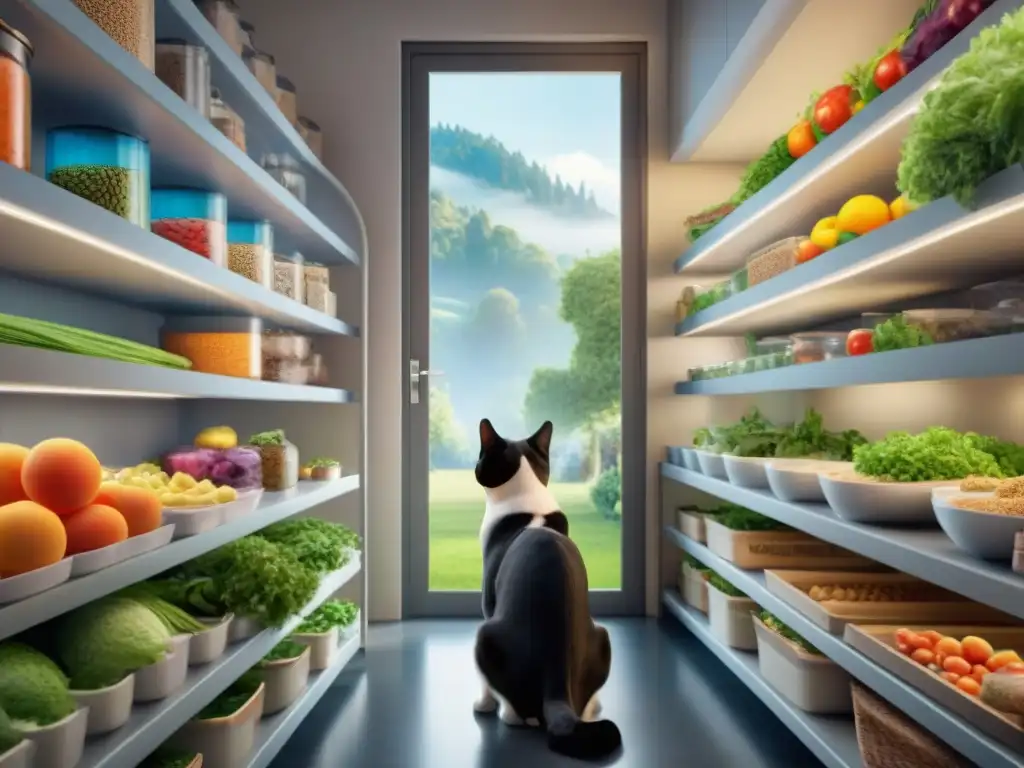 Nutricionista veterinario balanceando dietas saludables para mascotas Nutricionista veterinario preparando dieta para prevenir sobrepeso mascota con mascotas curiosas en cocina luminosa