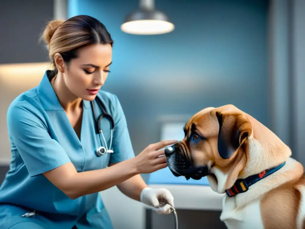 Veterinario compasivo reconforta a dueño angustiado en clínica moderna Veterinario reconfortando a dueño angustiado en clínica moderna, transmitiendo confianza