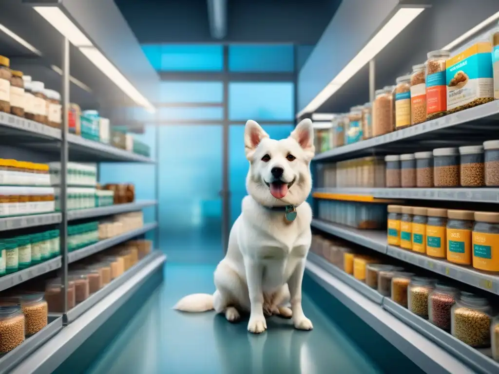 Veterinario experto prepara dieta especial para perro con cuidado Un veterinario experto prepara con cuidado una dieta hidrolizada especial para un lindo perro, destacando los beneficios dietas hidrolizadas mascotas
