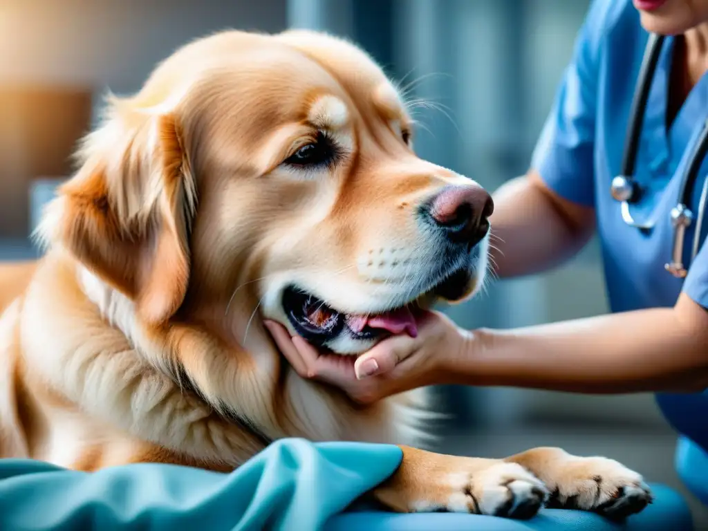 Terapia canina experta: sanación con cuidado y precisión Un veterinario experto realiza fisioterapia para aliviar dolor en una mascota, mostrando cuidado y precisión en cada movimiento
