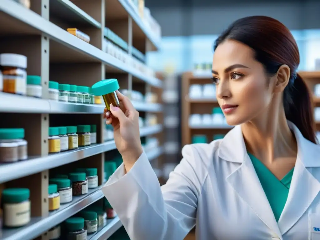 Veterinario experto examinando suplementos para mascotas Un veterinario examinando cuidadosamente un frasco de suplementos para prevenir enfermedades mascotas