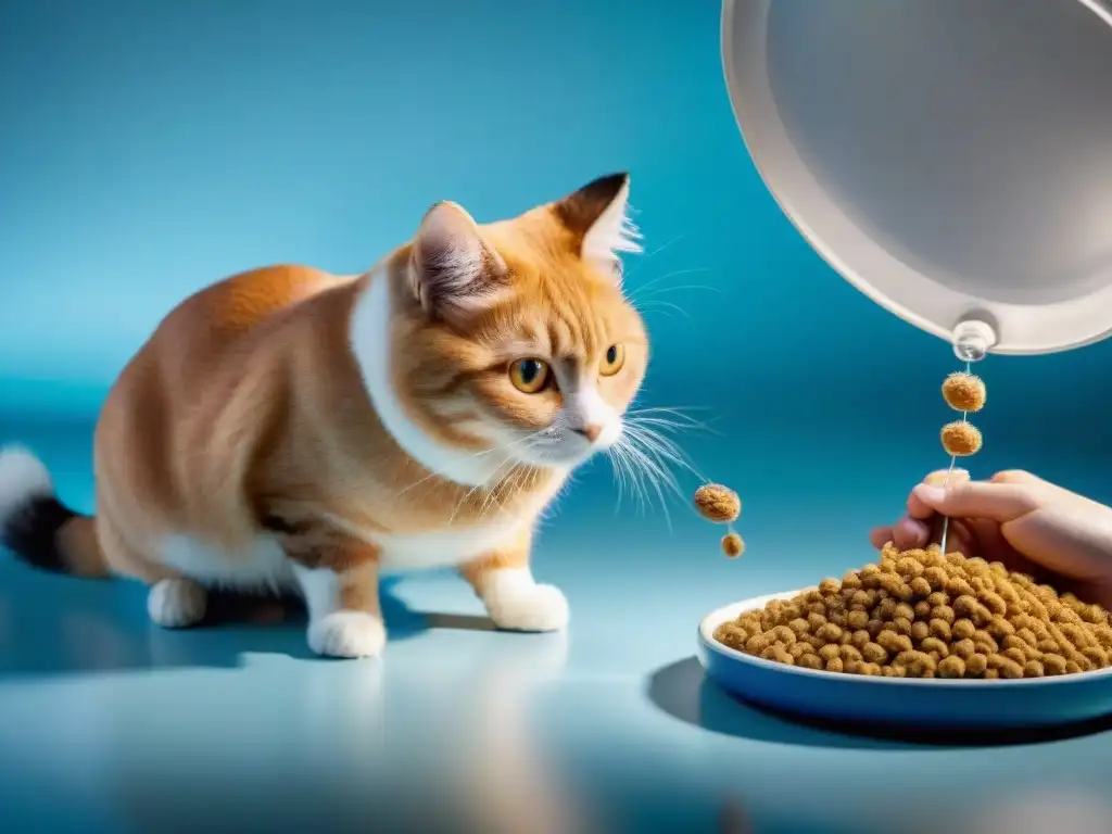 Veterinario examina ingredientes de comida hidrolizada para mascotas Veterinario seleccionando ingredientes de comida para mascotas con beneficios dietas hidrolizadas