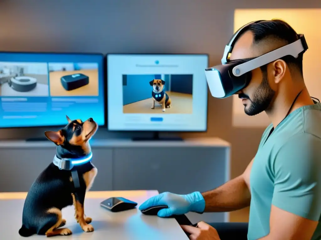 Rehabilitación innovadora para mascotas con realidad virtual Veterinario usando realidad virtual para la rehabilitación de perro