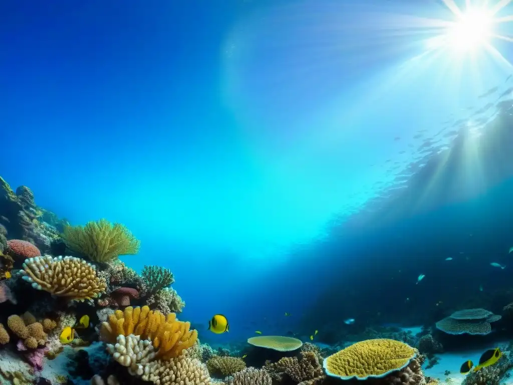 Arrecife de coral vibrante: vida marina en su esplendor Un vibrante arrecife de coral con peces coloridos en un hábitat seguro para acuarios marinos